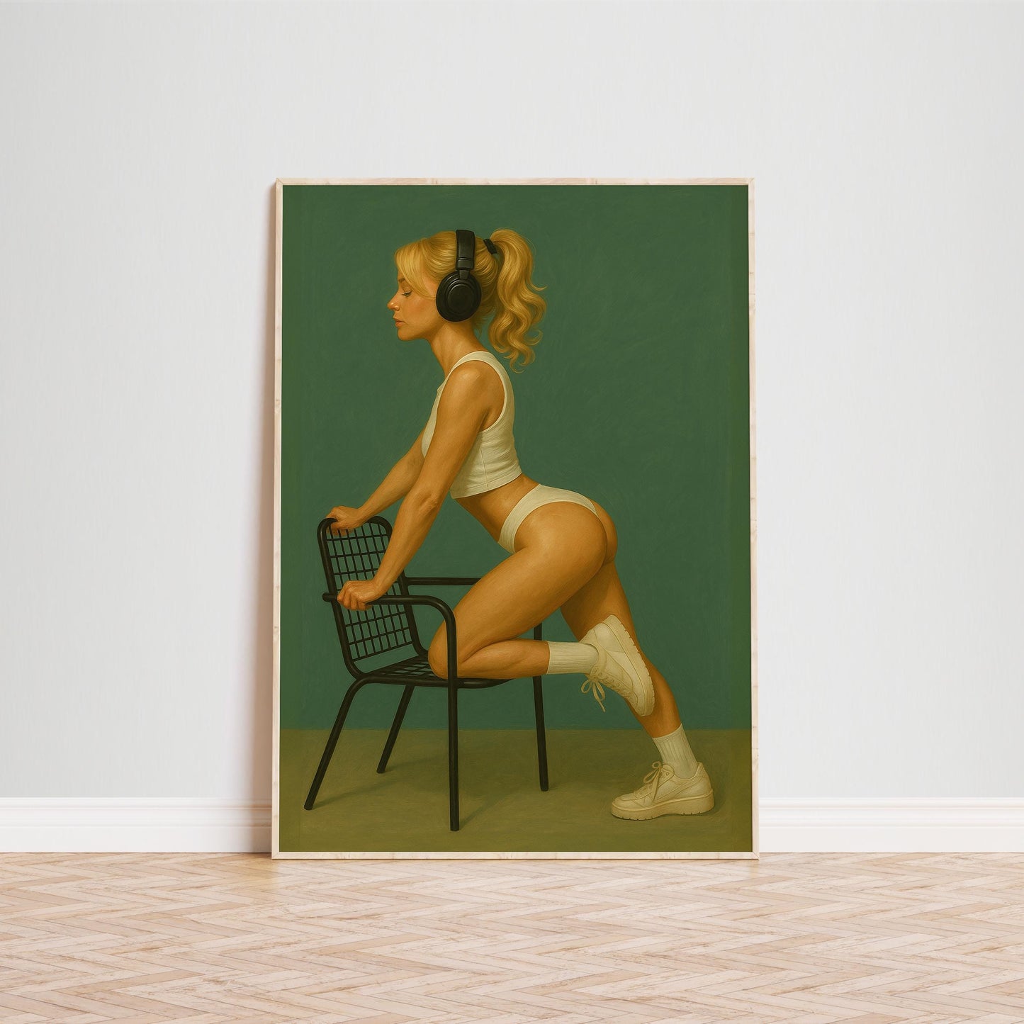 Vintage Retro Poster – Girl With Headphones Retro Fitness Wall Art