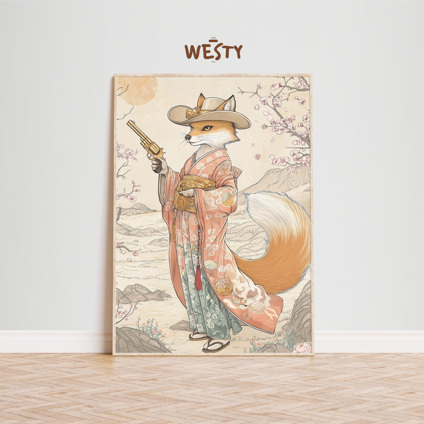 Samurai Fox in Kimono – Wild West Kitsune Poster