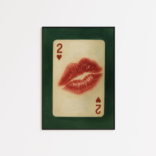 Two Of Hearts Poster – Retro Kiss Art | Romantic Wall Print, Vintage Love