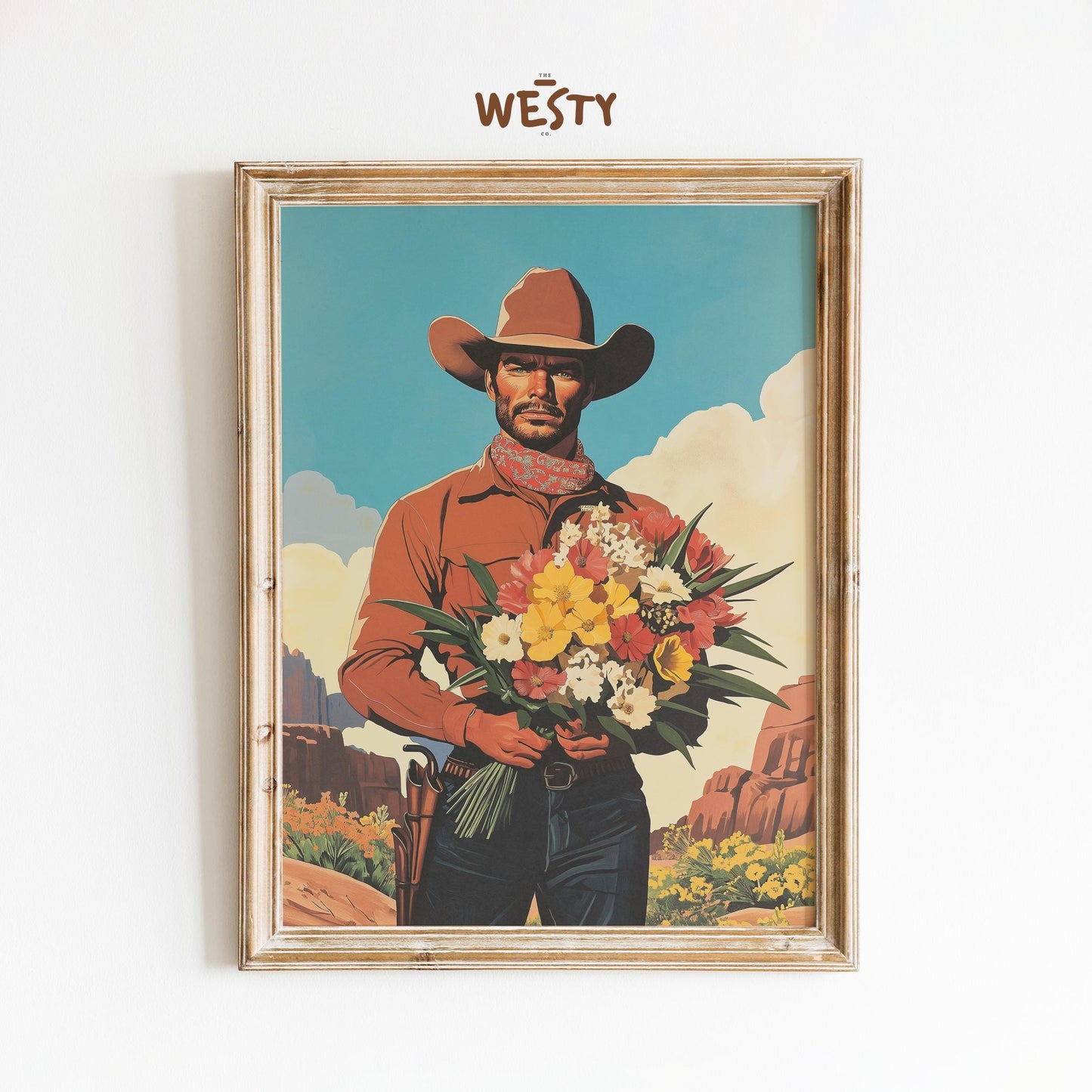 Soft Cowboy with Flowers – Western Feminine Masculinity Art