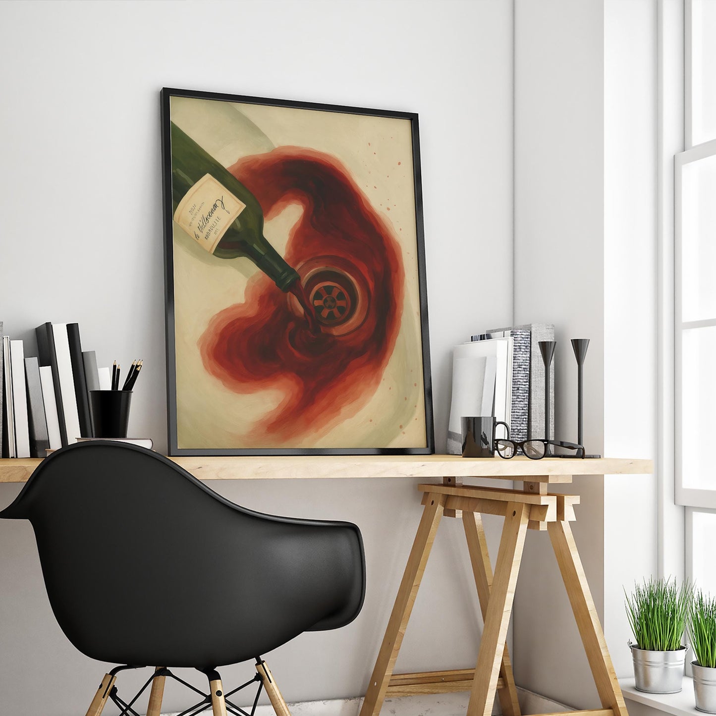 Dark Cinematic Wall Art – Surreal Wine Artwork | Gothic Moody Decor Print