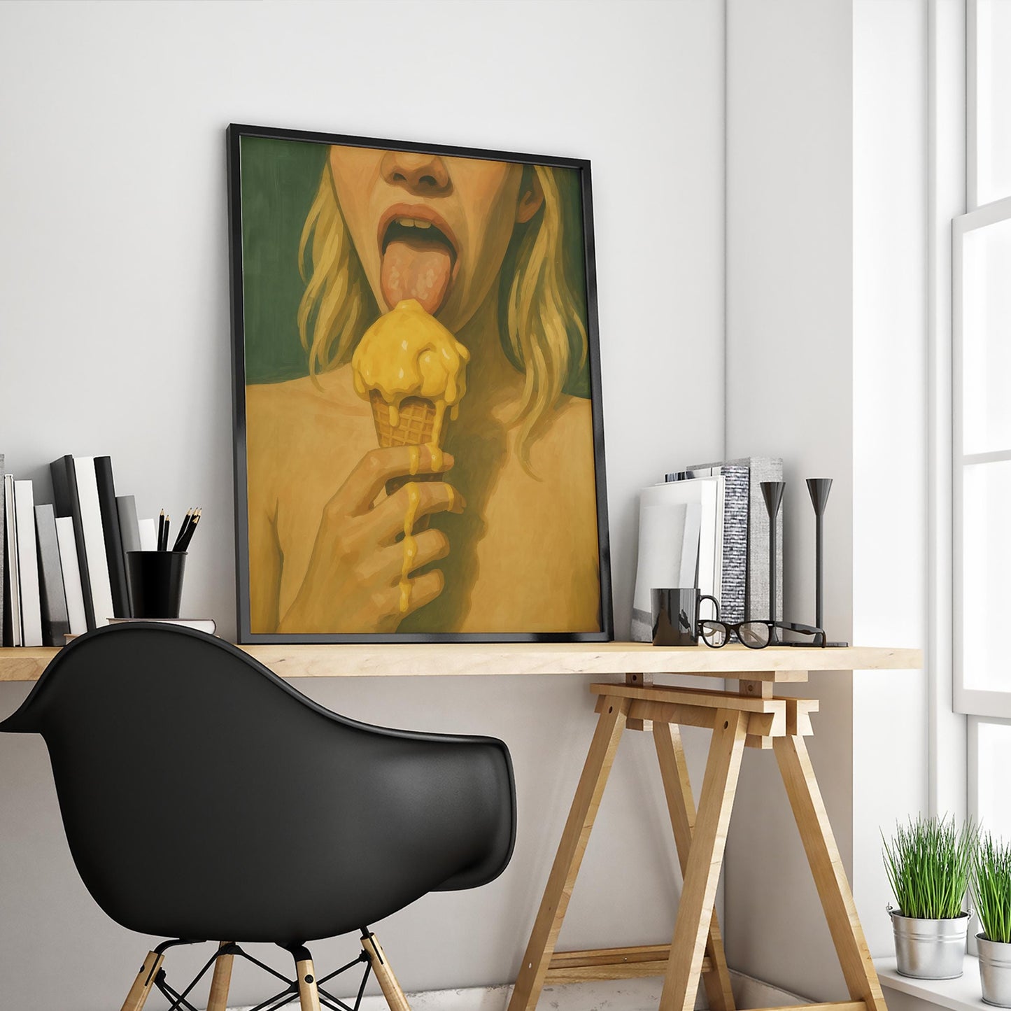 Melting Ice Cream Poster – Bold Retro Pop Art Print | Sensual Wall Decor