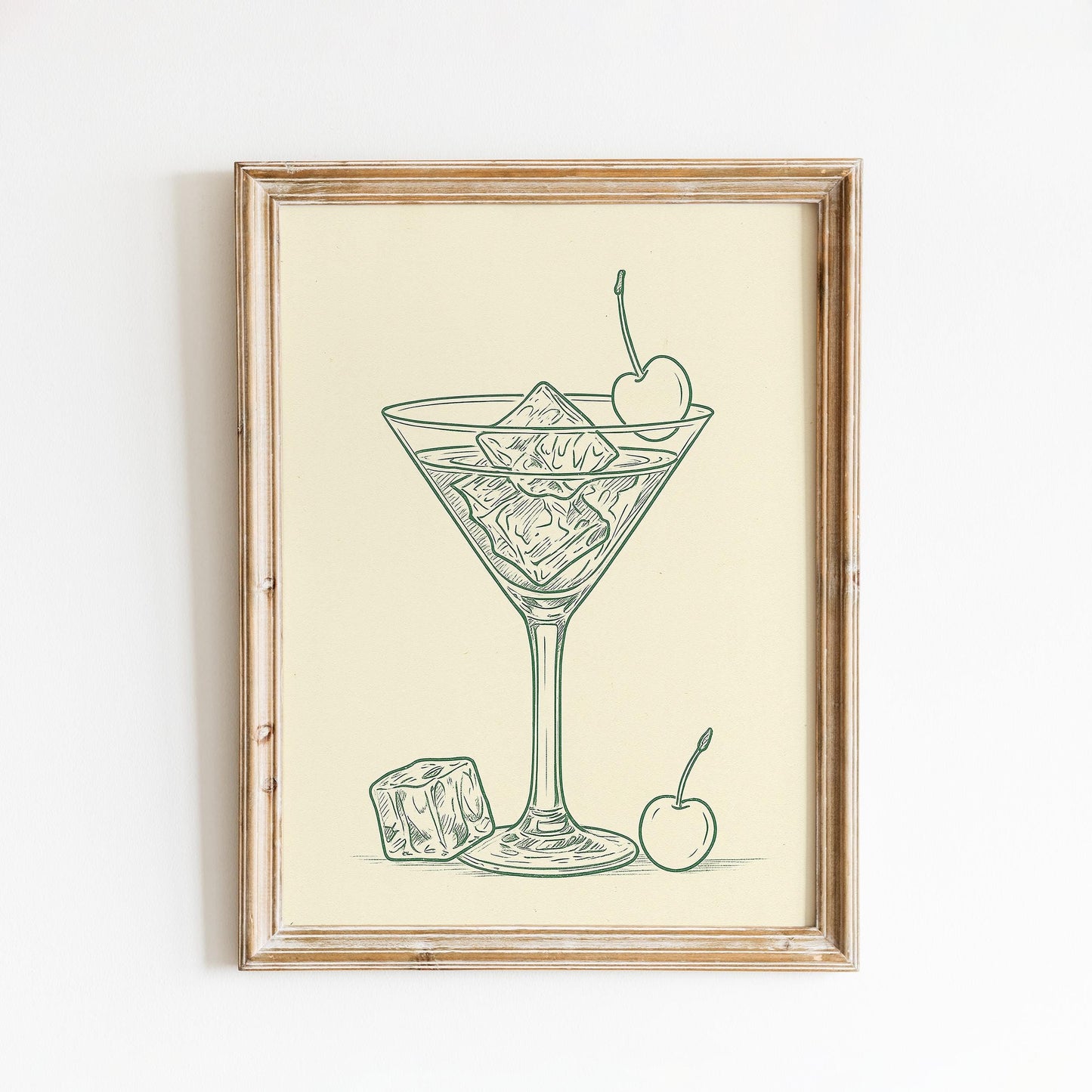 Martini Line Art Poster - Minimalist Cocktail Art | Vintage Bar Print