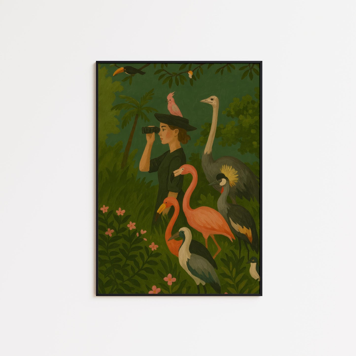 Tropical Bird Art Print – Vibrant Exotic Bird Wall Decor & Jungle Wildlife Poster