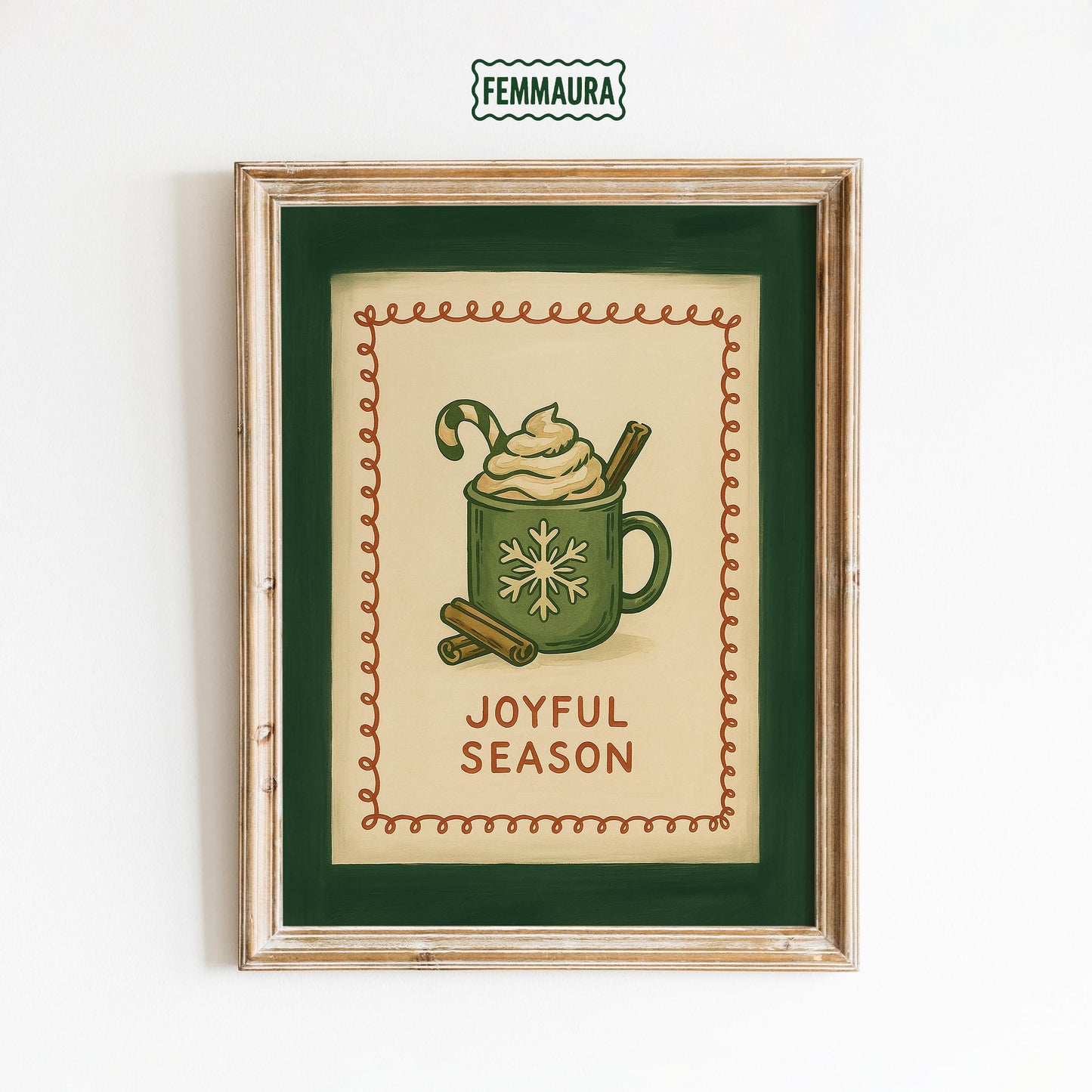 Retro Christmas Poster – Cozy Holiday Wall Art With Warm Cocoa Illustration