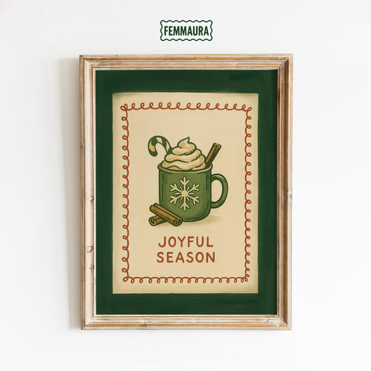 Retro Christmas Poster – Cozy Holiday Wall Art With Warm Cocoa Illustration