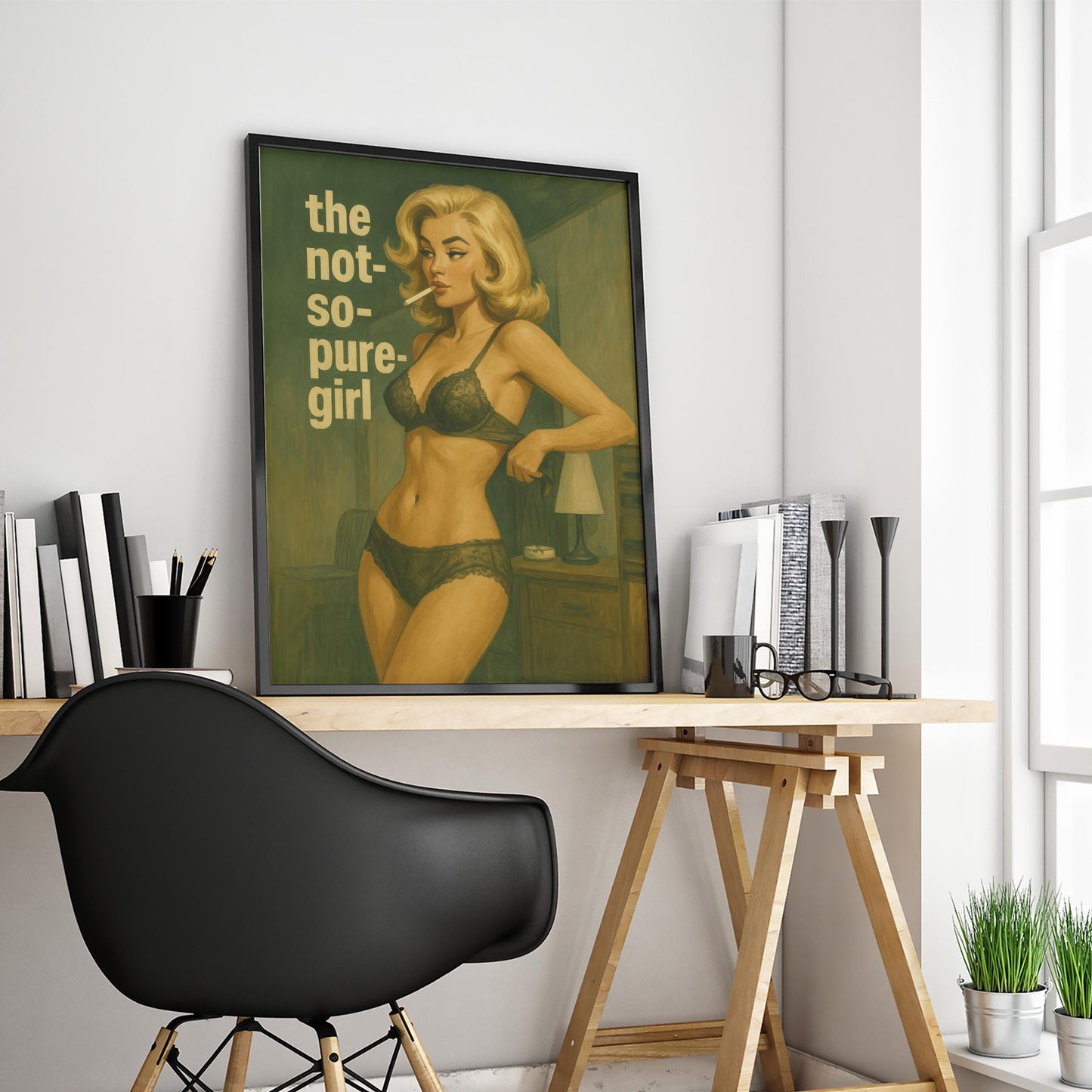 Queer Pulp Pin-Up Vintage Erotica Art – Bold Femme Fatale Poster on Semi-Glossy Paper