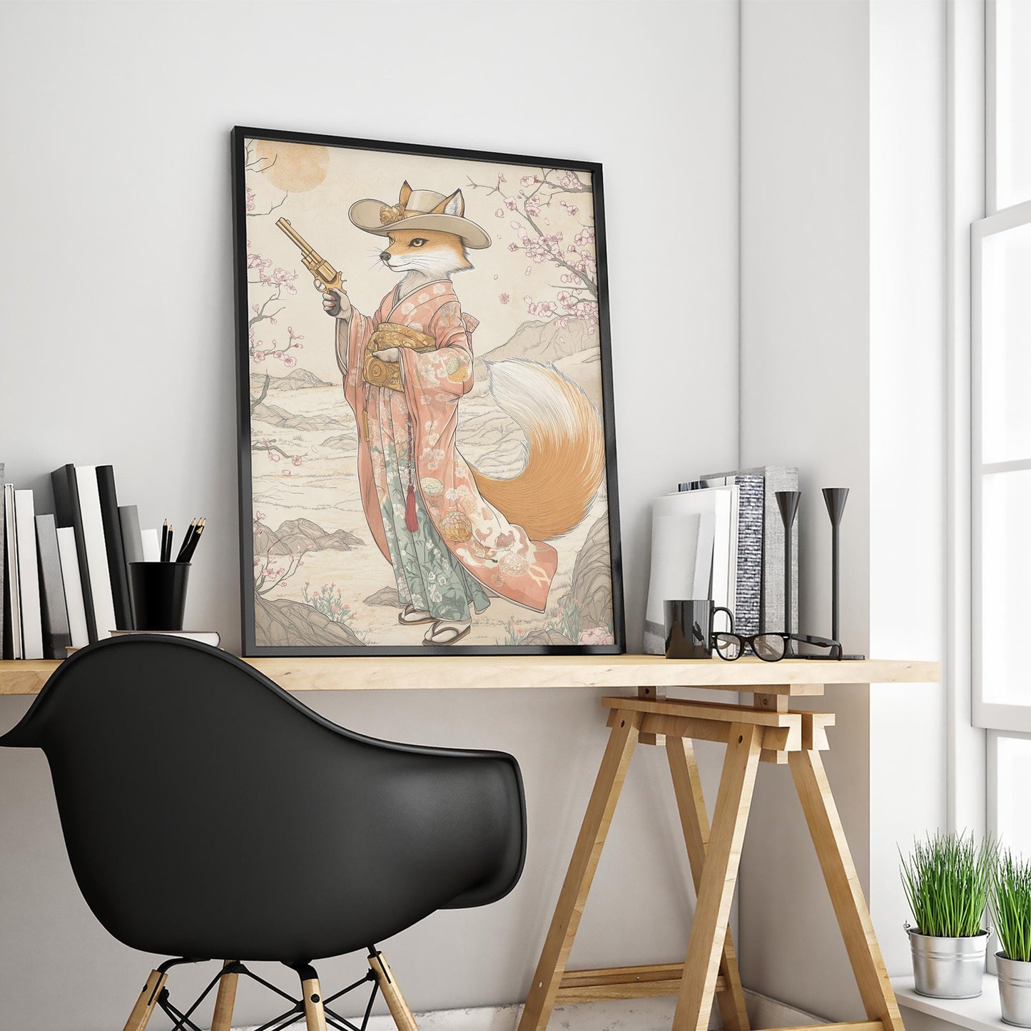 Samurai Fox in Kimono – Wild West Kitsune Poster