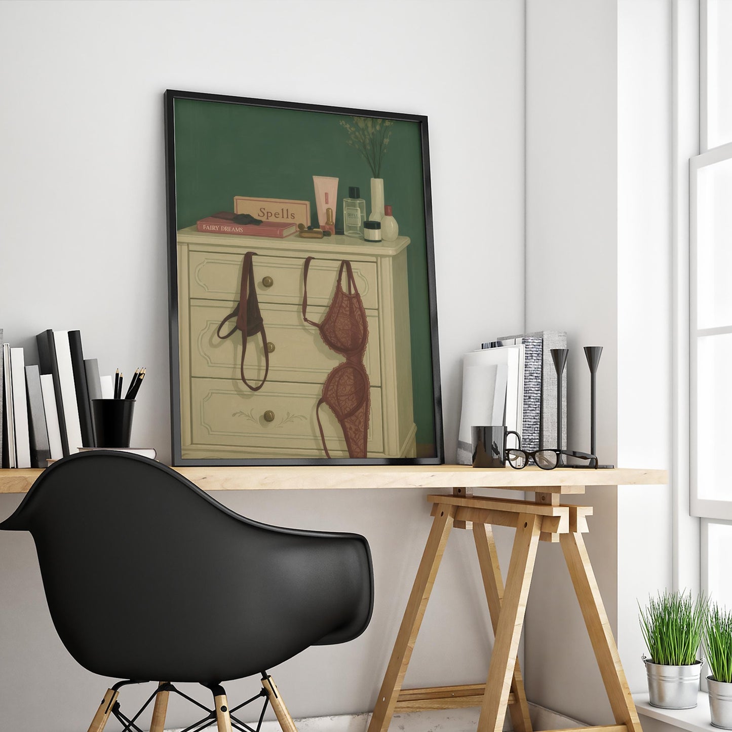 Sensual Bedroom Wall Art – Elegant Lingerie Still Life Poster for Romantic Decor