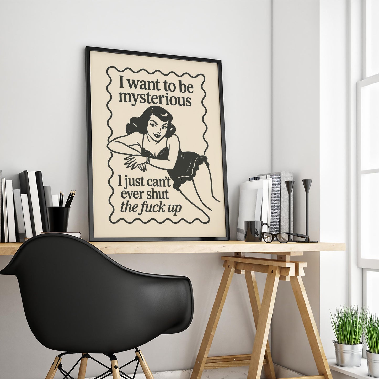 Retro Feminist Poster – Funny Vintage Pinup Print With Bold Girl Wall Art