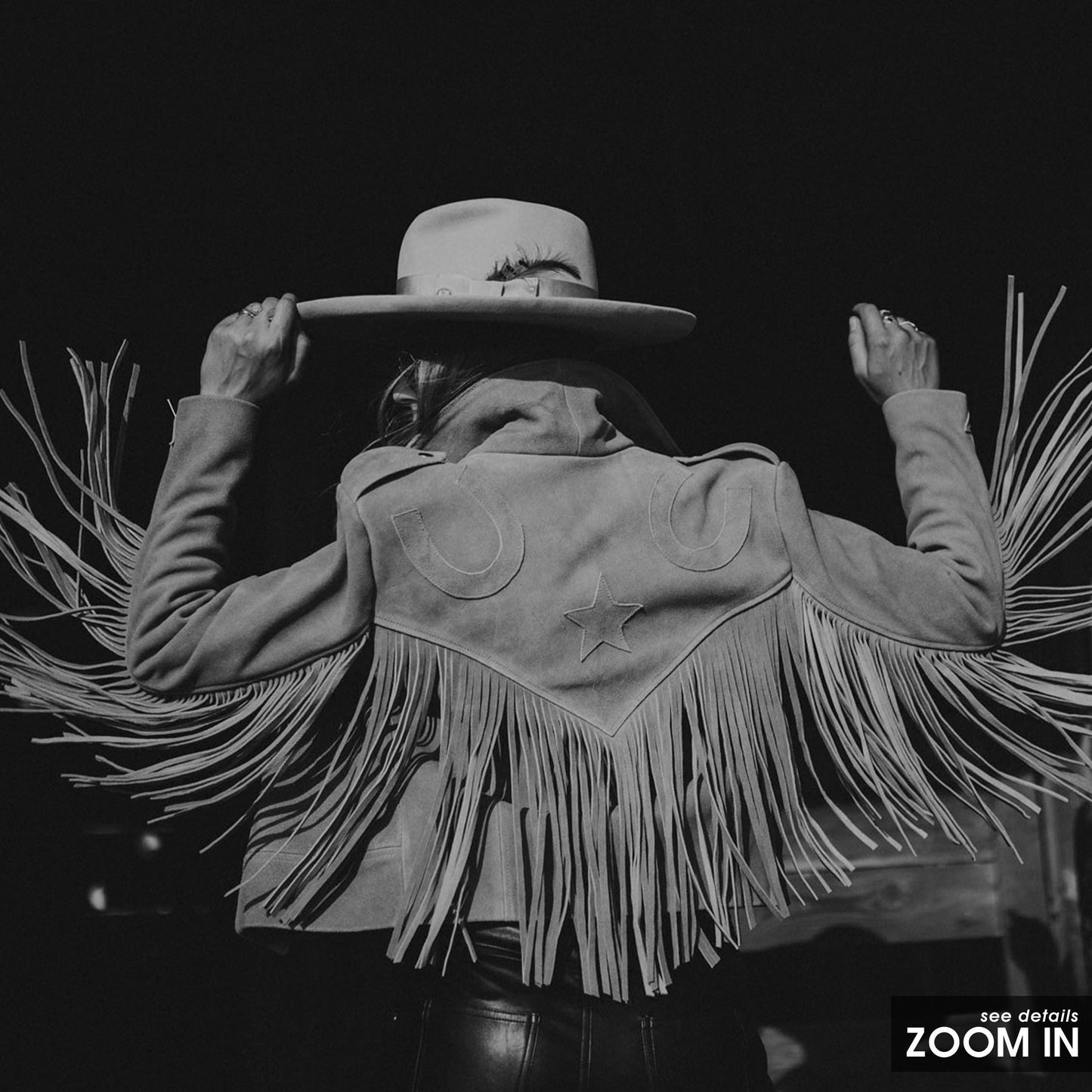 Fringe Cowboy Jacket Poster – Black and White Western Wall Art for Rustic Interiors