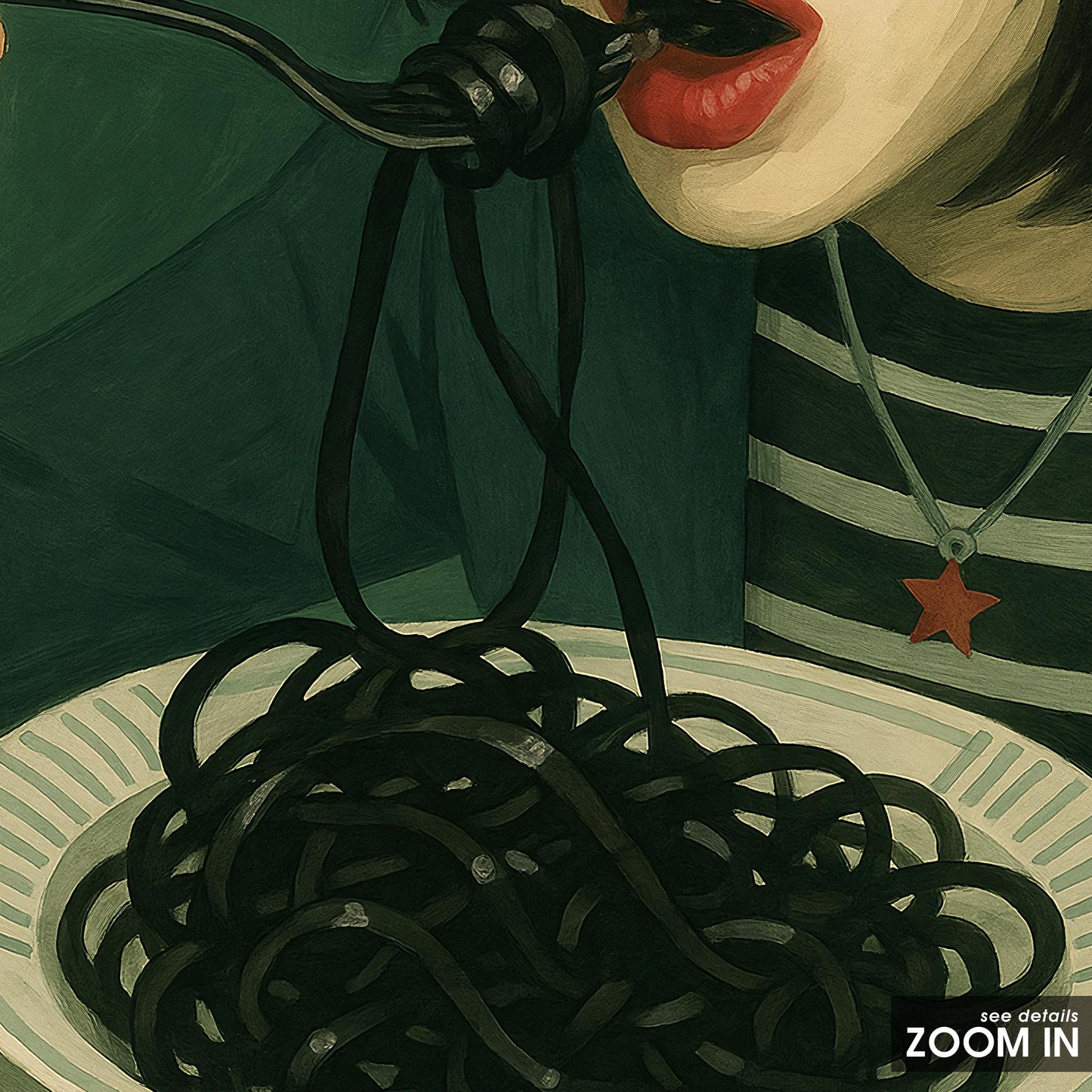 Retro Music Poster – Surreal Art Print With Cassette Tape Noodles & Quirky Wall Decor