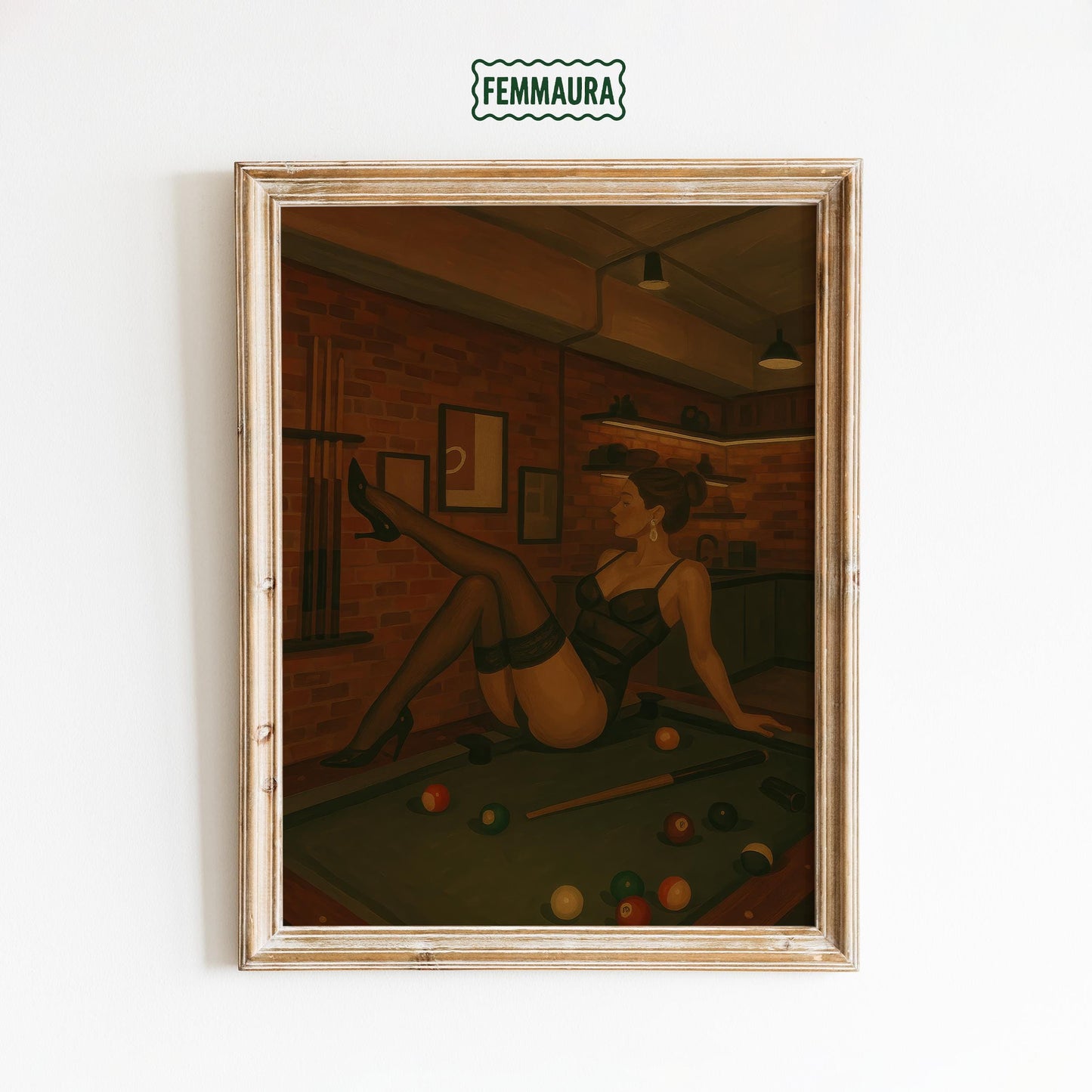 Billiards Pin Up Poster – Femme Fatale Artwork | Retro Game Room Decor