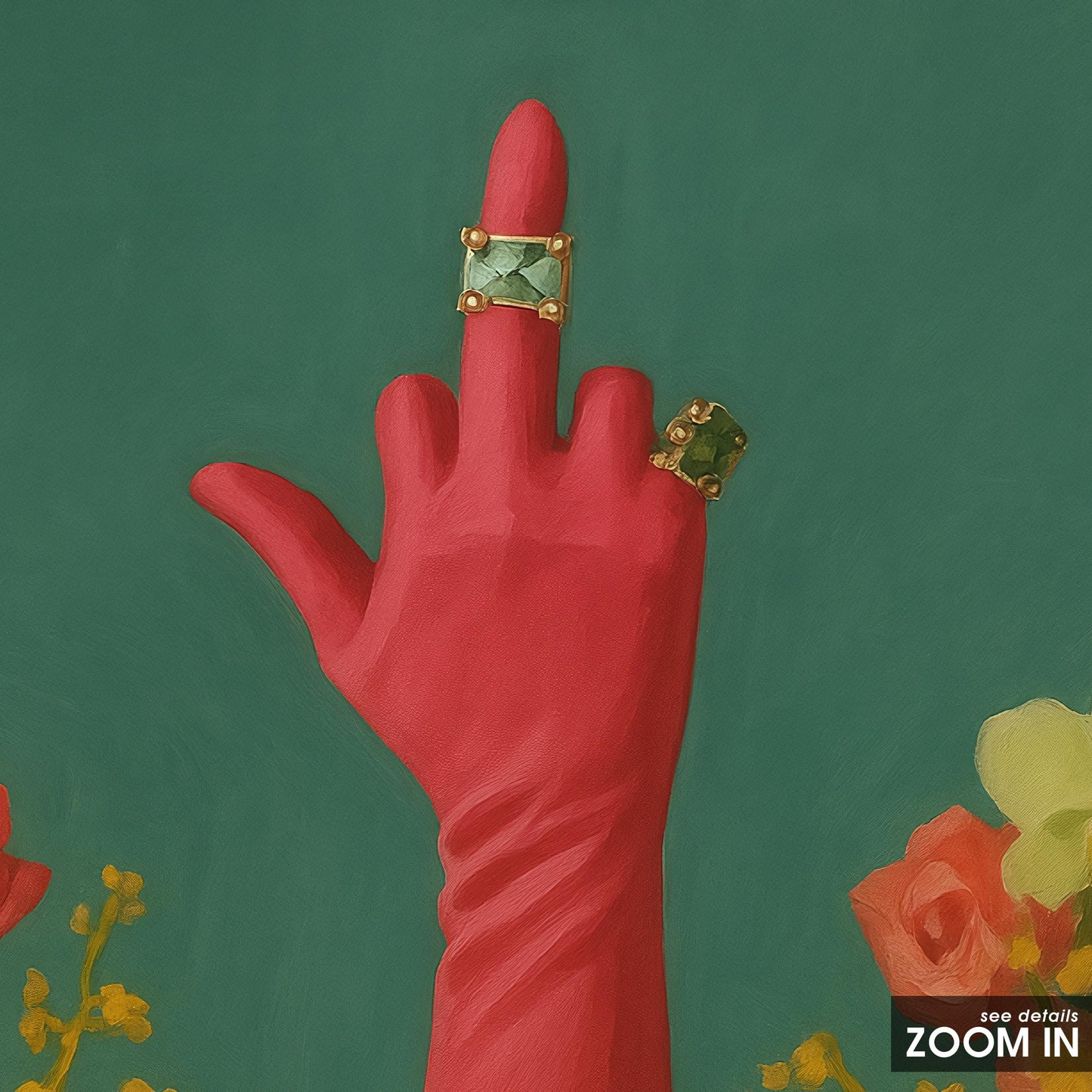 Feminist Wall Art – Bold Floral Middle Finger Poster With Vintage Feminist Print