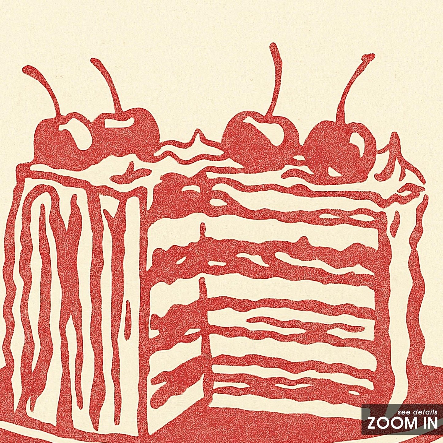 Cherry Cake Poster – Retro Dessert Kitchen Wall Art