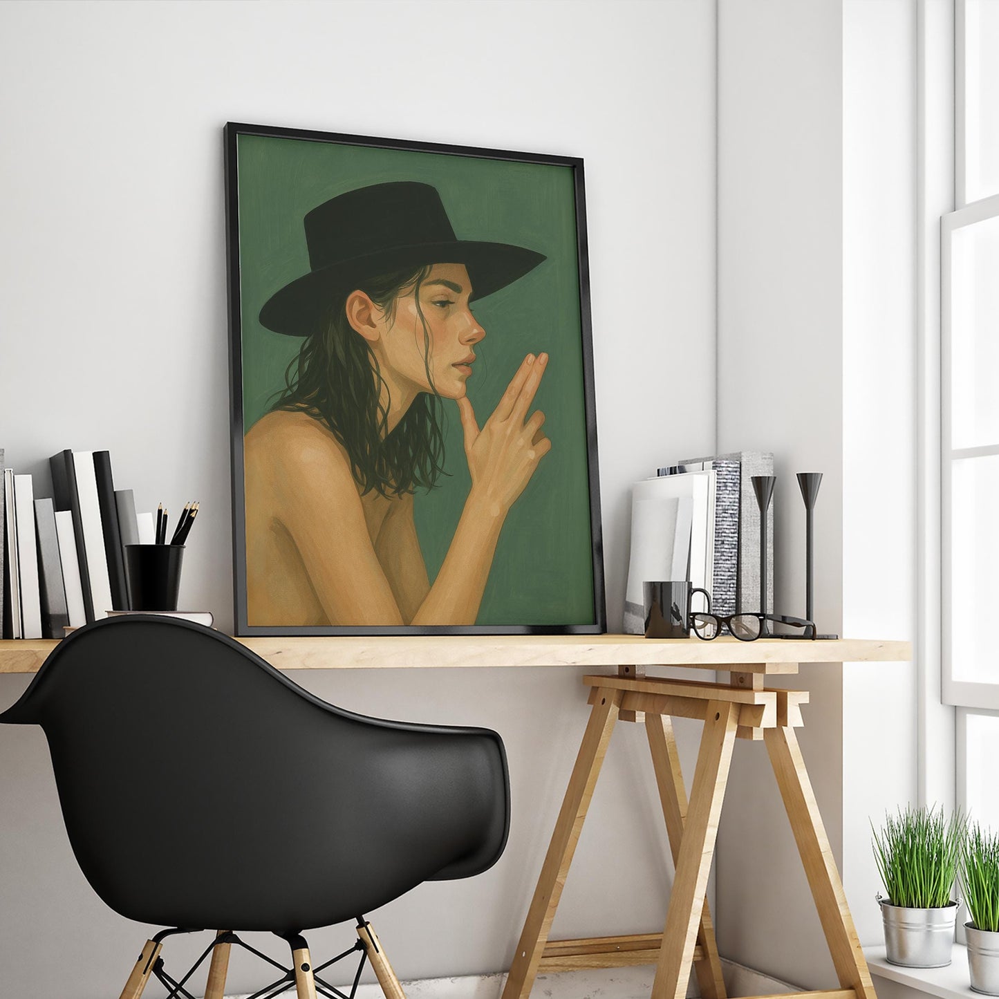 Cowgirl Gun Gesture Poster – Bold Western Feminist Wall Art With Cinematic Green Tones