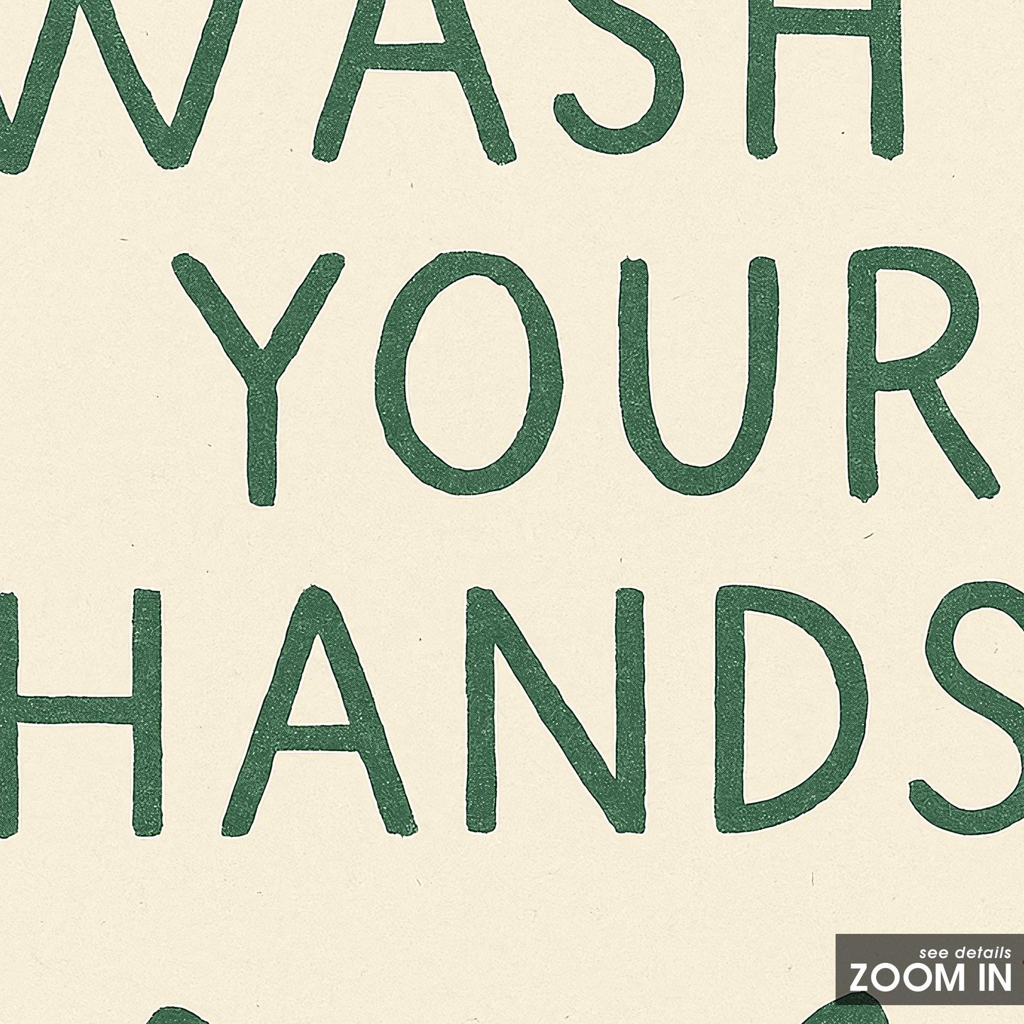 Wash Your Hands Cat Poster – Funny Bathroom Wall Art in Minimal Green