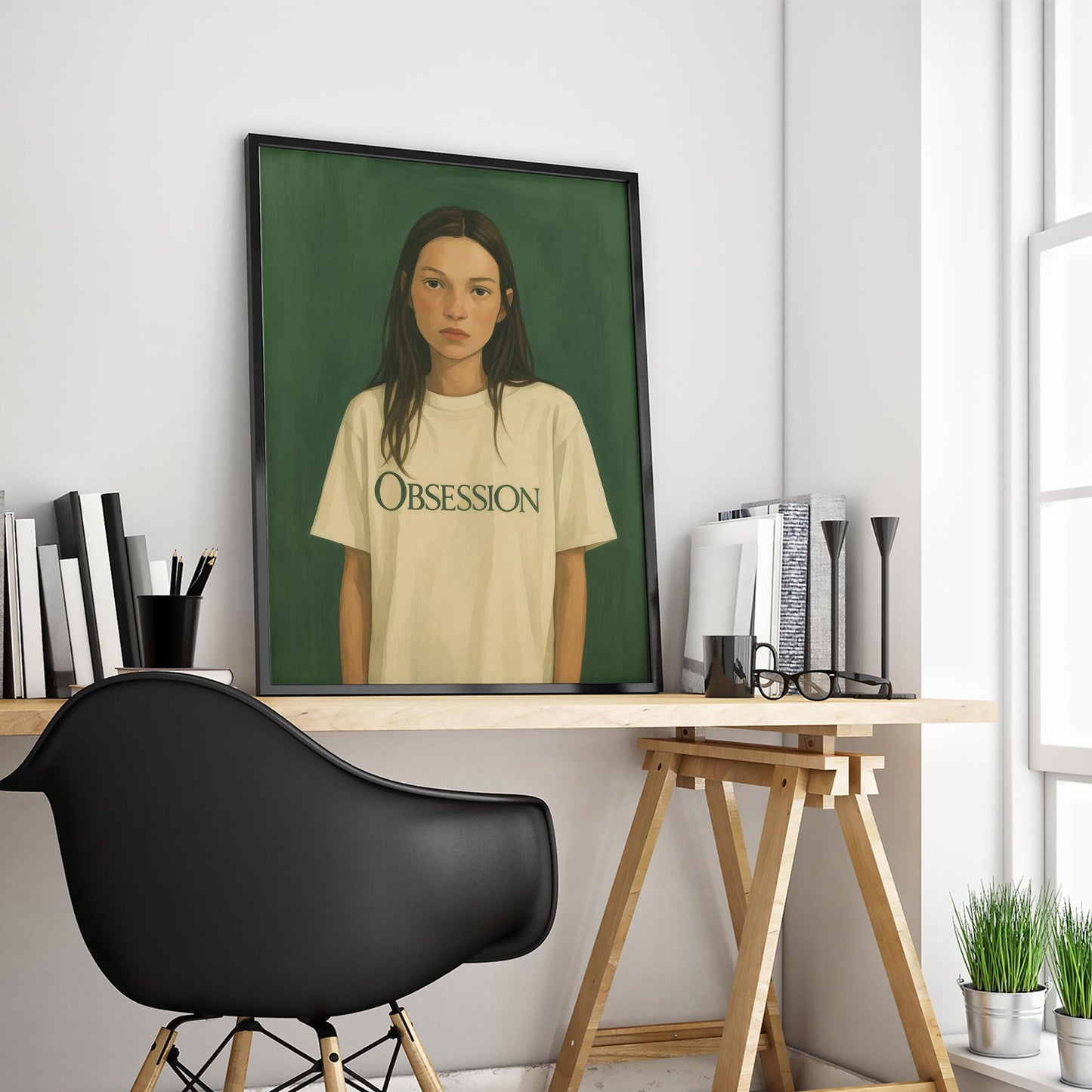 Moody Girl Portrait – Feminine Wall Art | Minimalist Aesthetic, Emotional Decor