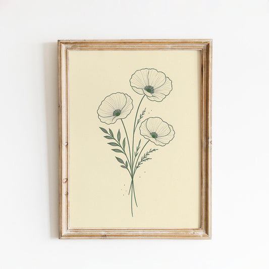 Botanical Line Art – Minimalist Floral Wall Print