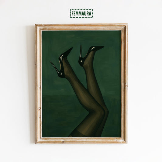 High Heels Poster – Dark Feminine Retro Glamour | Stylish Wall Art Print