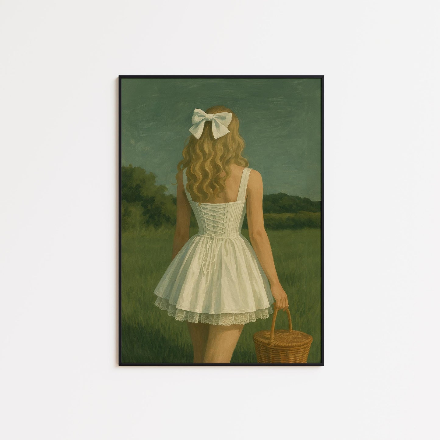Picnic Girl Poster – Retro Wall Decor With Red Gingham And Summer Picnic Art