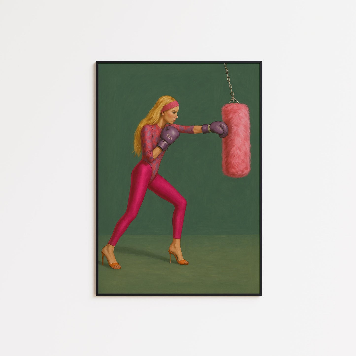 Pink Boxing Poster – Feminist Wall Art | Strong Woman Print, Retro Pop Decor