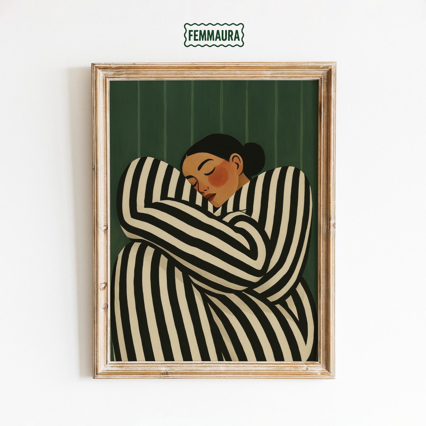 Feminine Wall Art – Minimalist Poster With Black and White Stripes for Cozy Bedroom Decor
