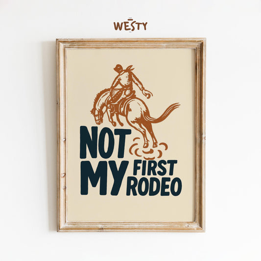 Not My First Rodeo Poster – Western Bucking Horse Wall Art Print