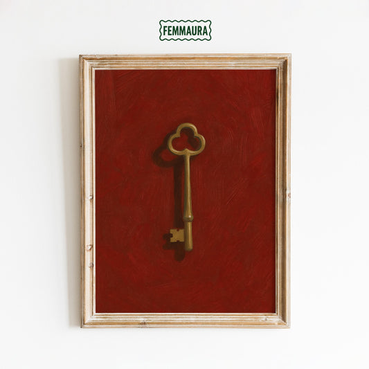 Golden Key Poster – Vintage Key Art | Minimalist Wall Decor Print