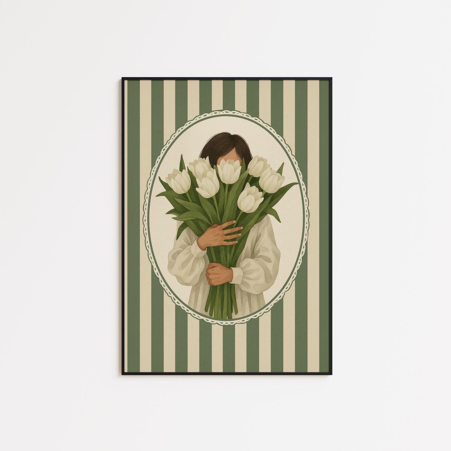 White Tulips Poster – Queer Wall Art With Soft Floral Romantic Palette