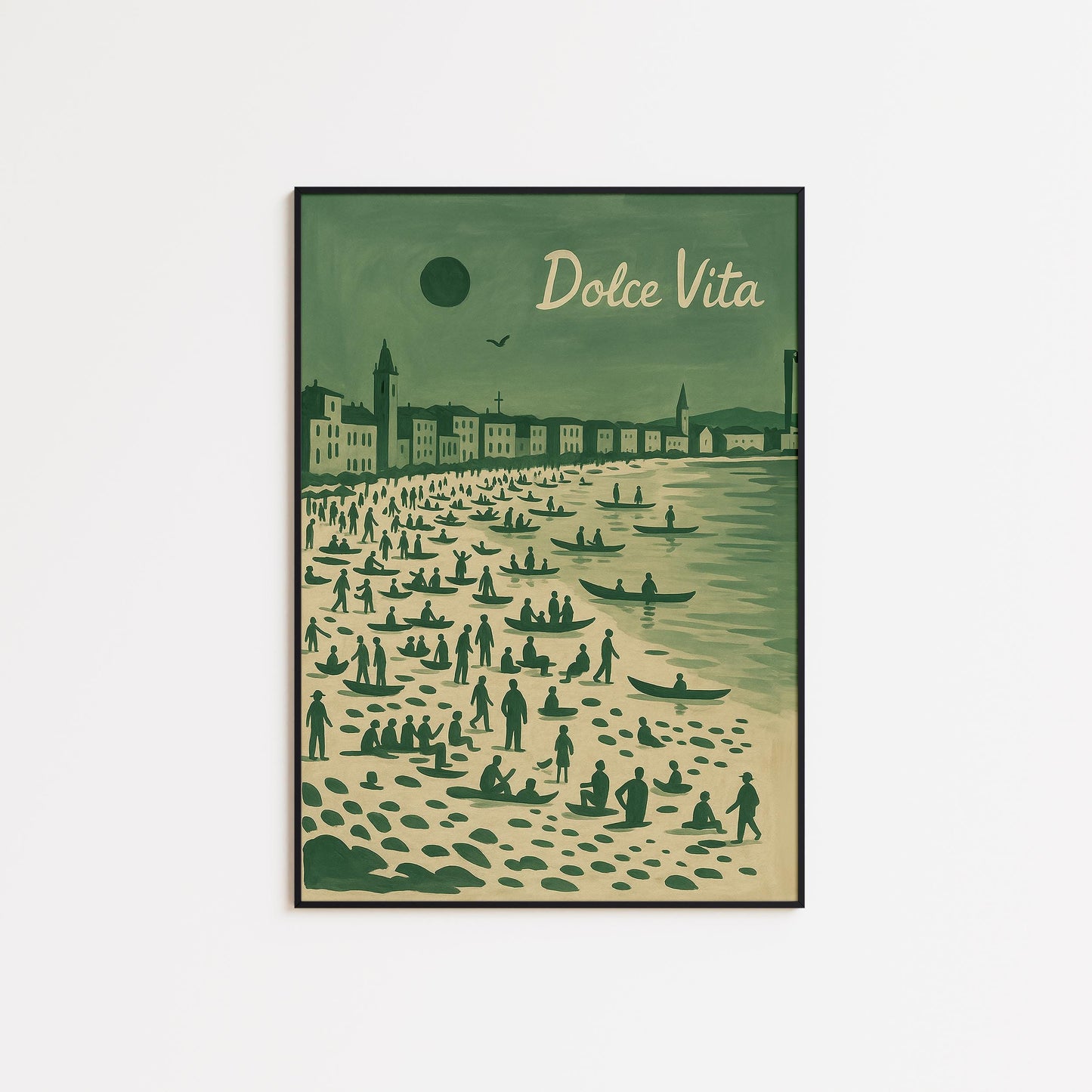 Vintage Italian Beach Poster – Mediterranean Coastal Art | Retro Summer Wall Print