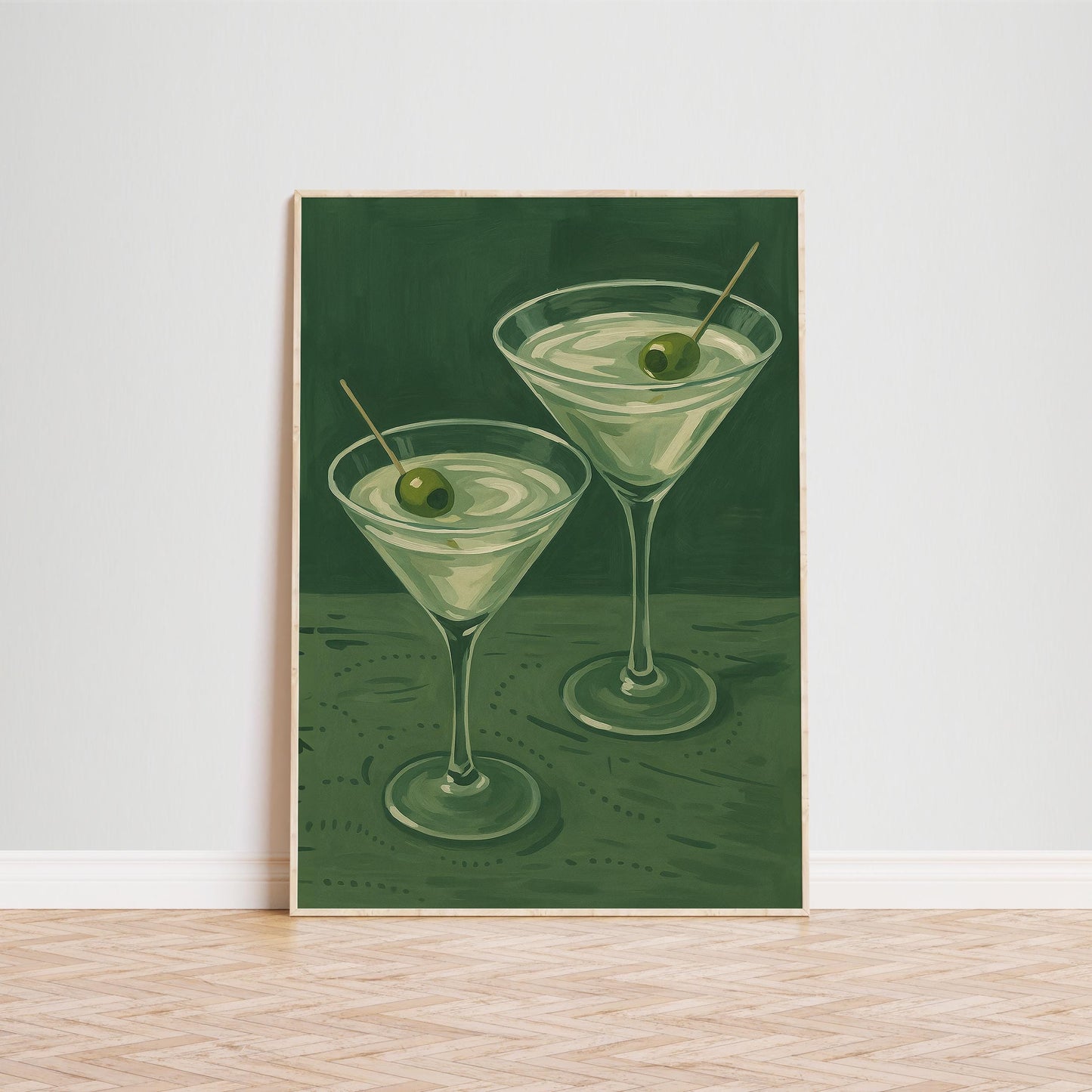 Martini Glasses Poster – Minimalist Cocktail Wall Art | Retro Bar Decor Print