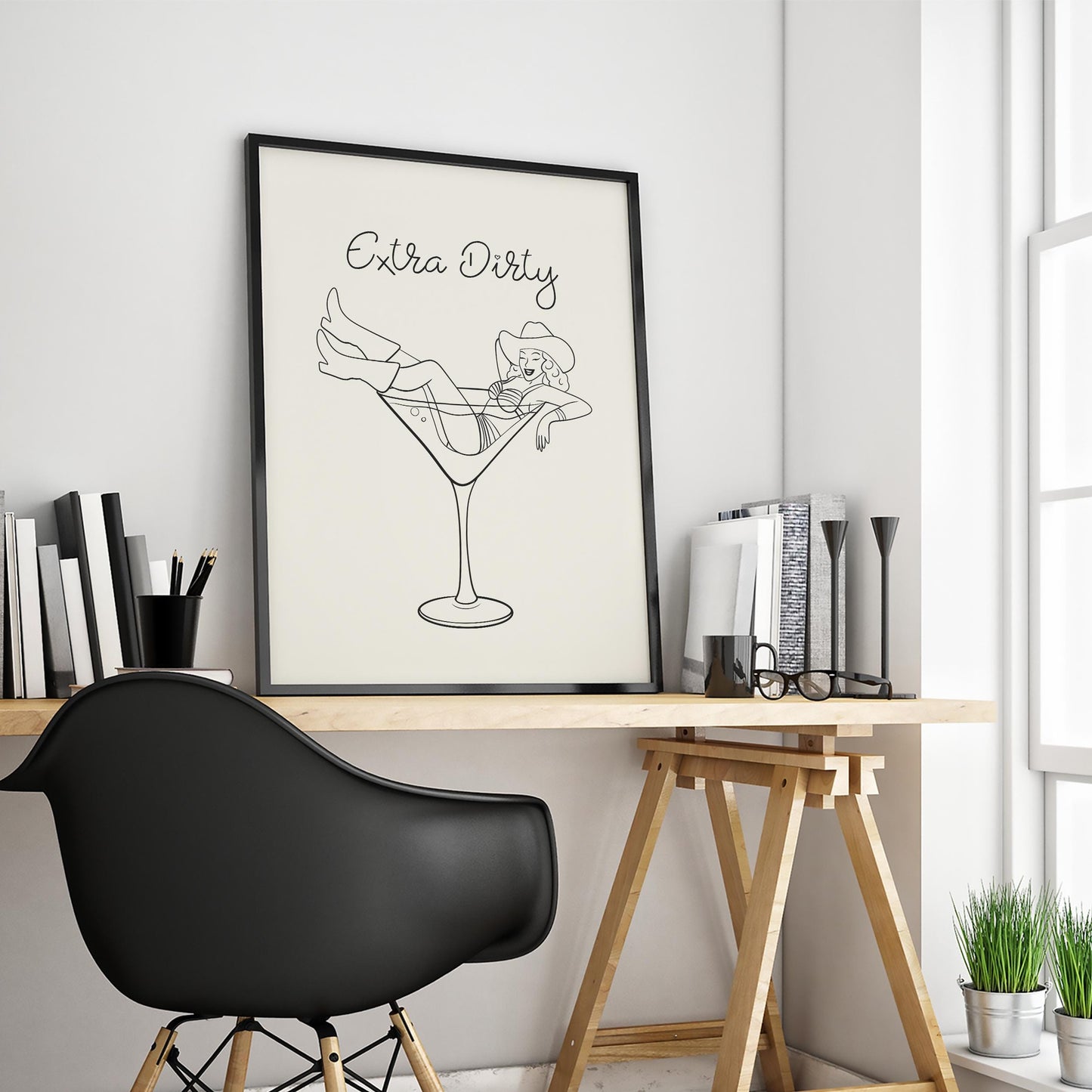 Extra Dirty Cowgirl Poster – Western Cocktail Pin-Up Style Wall Art