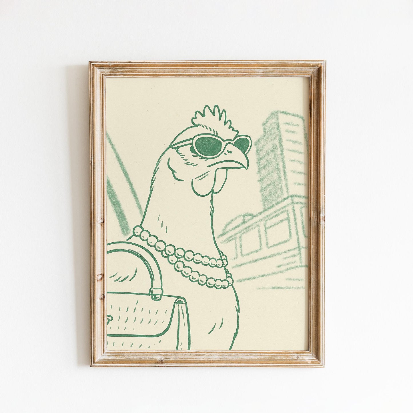 Urban Hen Poster – Minimal Surreal Line Art Print, Femmaura Bold Series