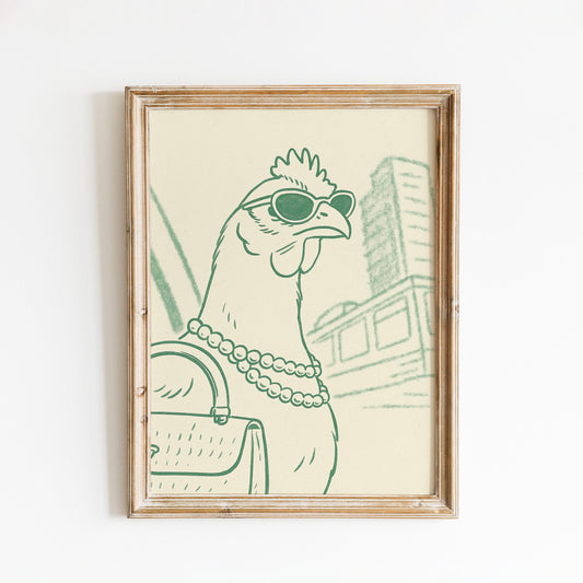 Urban Hen Poster – Minimal Surreal Line Art Print, Femmaura Bold Series