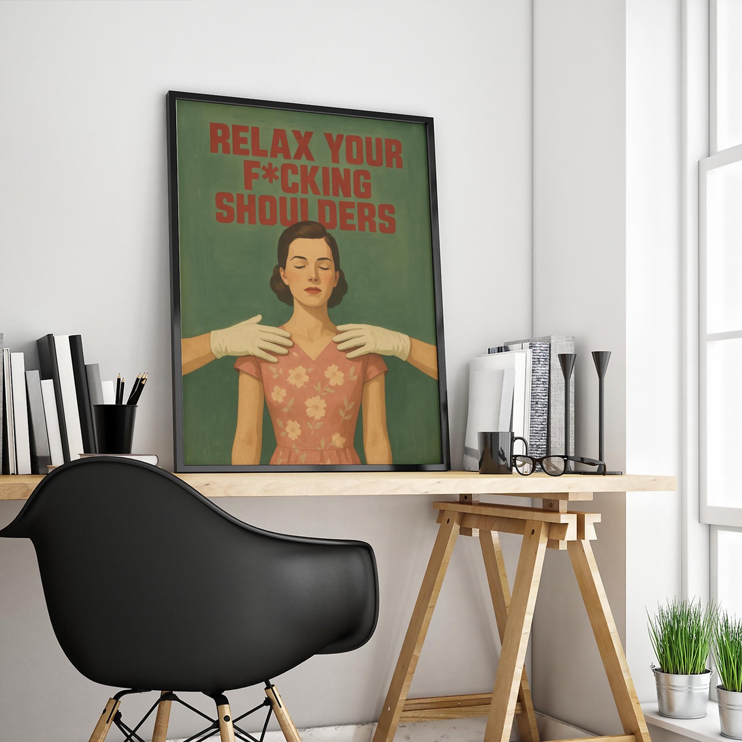 Funny Stress Relief Poster – Retro Wall Art With Bold Quote & Vintage Humor Print