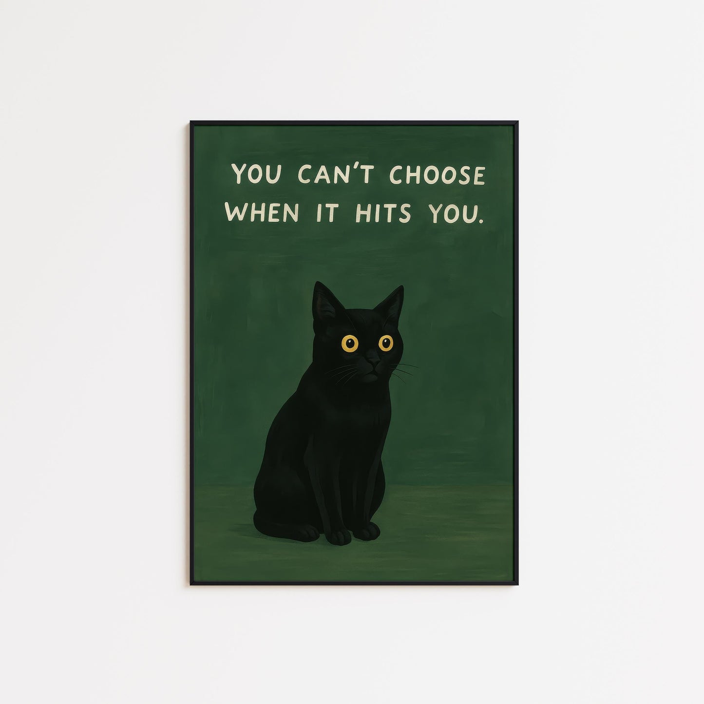 Black Cat Wall Art – Dark Academia Poster With Emotional Quote Print