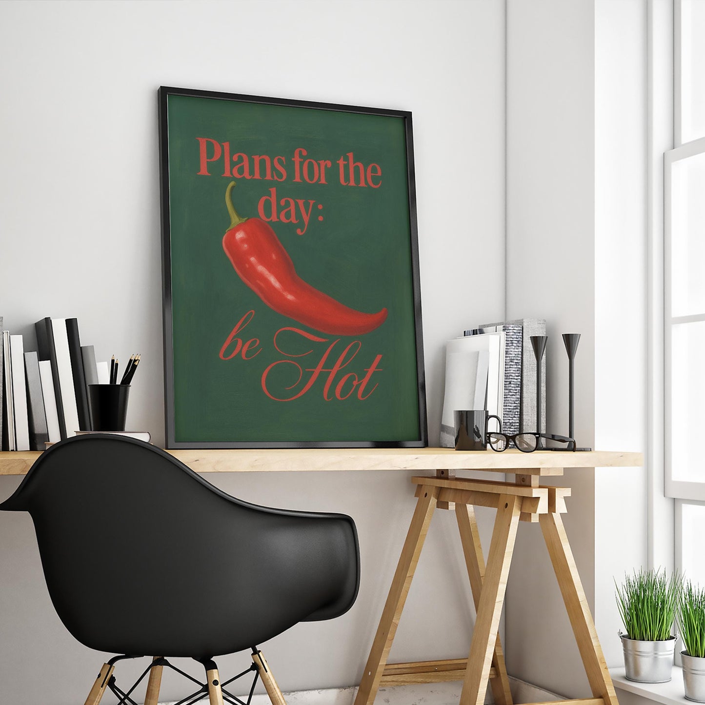 Retro Kitchen Poster – Bold Typography Art | Feminine Olive Green Wall Decor
