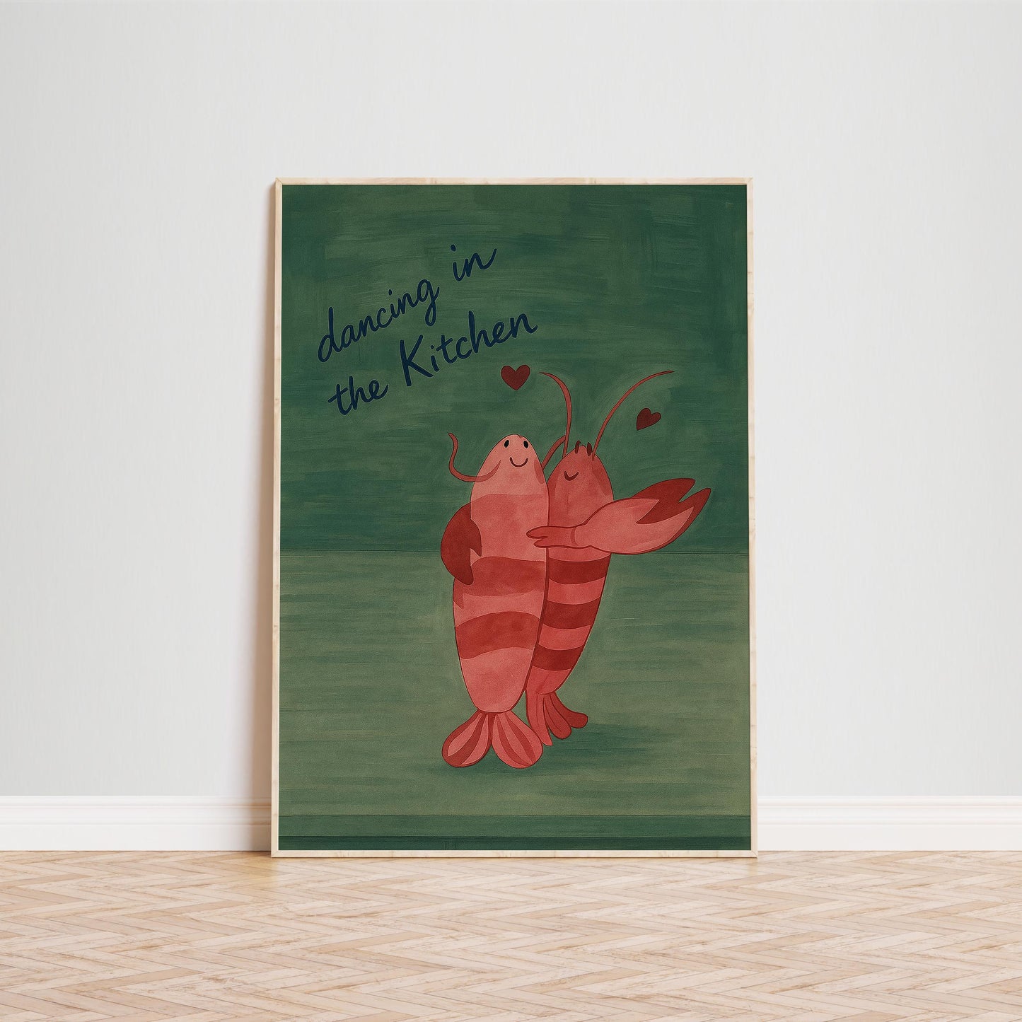 Romantic Lobster Wall Art – Cute Kitchen Decor | Dancing Lobster Poster Print