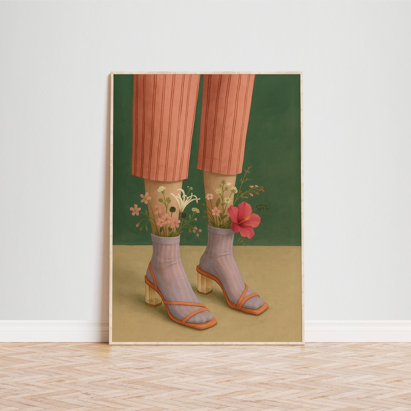 Floral Socks Art Print – Whimsical Feminine Botanical Wall Decor Poster