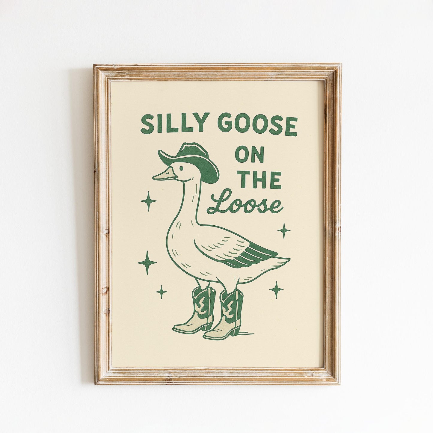 Silly Goose Poster – Funny Western Wall Art, Cowboy Goose Print, Retro Minimalist Home Decor