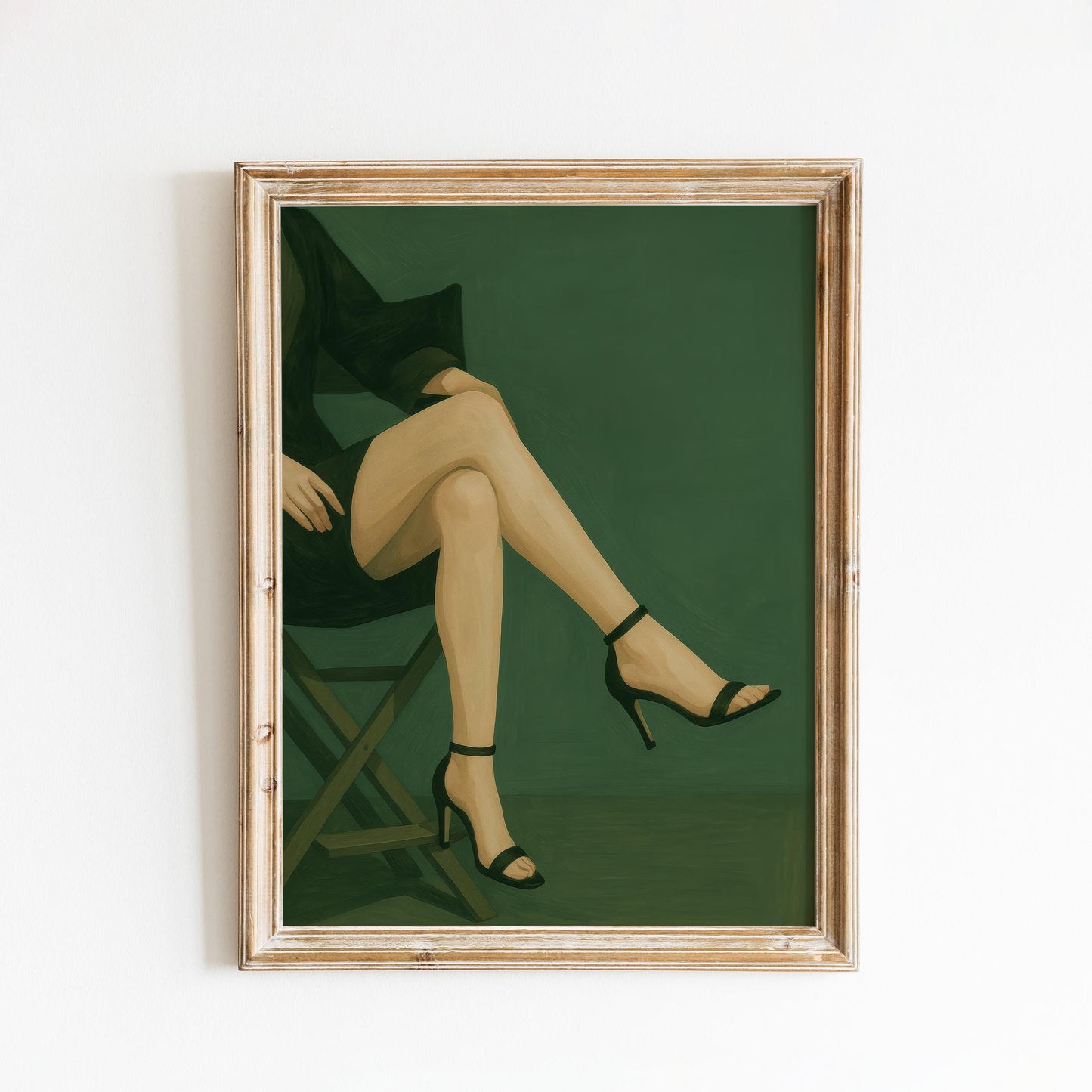 Feminine Minimalist Wall Art – Crossed Legs Poster in Green Fashion Print