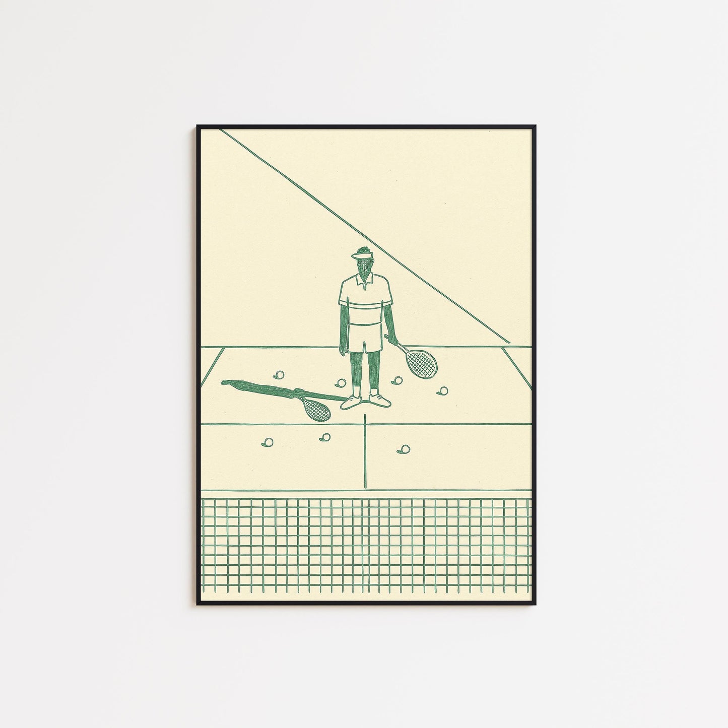 Minimal Tennis Player Poster – Vintage Green Sports Wall Art