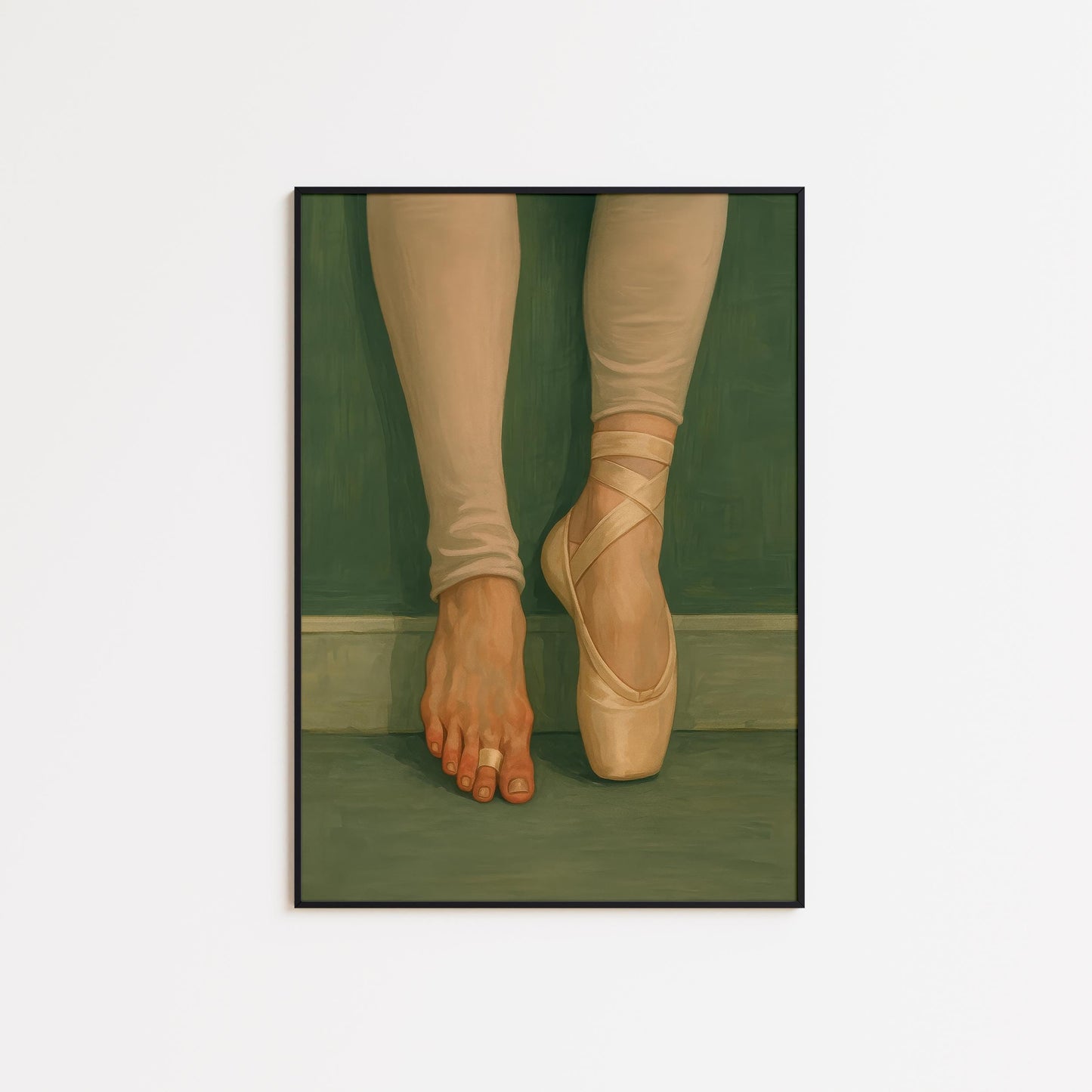 Ballet Art Print – Minimalist Pointe Shoe Wall Art With Barefoot Elegance