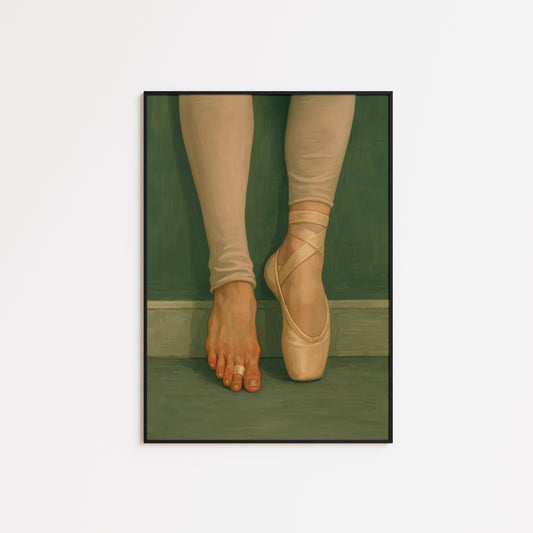 Ballet Art Print – Minimalist Pointe Shoe Wall Art With Barefoot Elegance