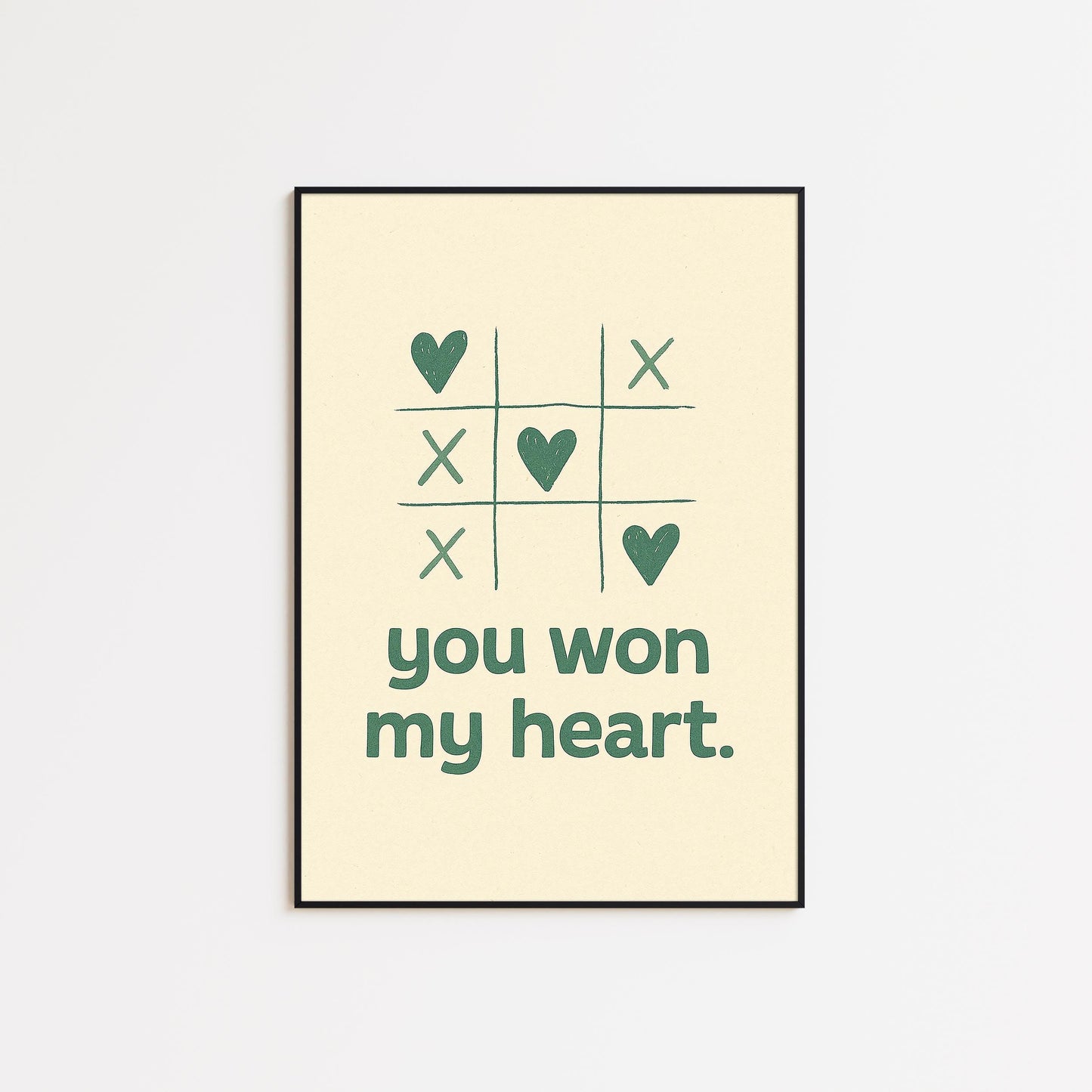 You Won My Heart Poster – Minimalist Love Print, Romantic Quote Wall Art