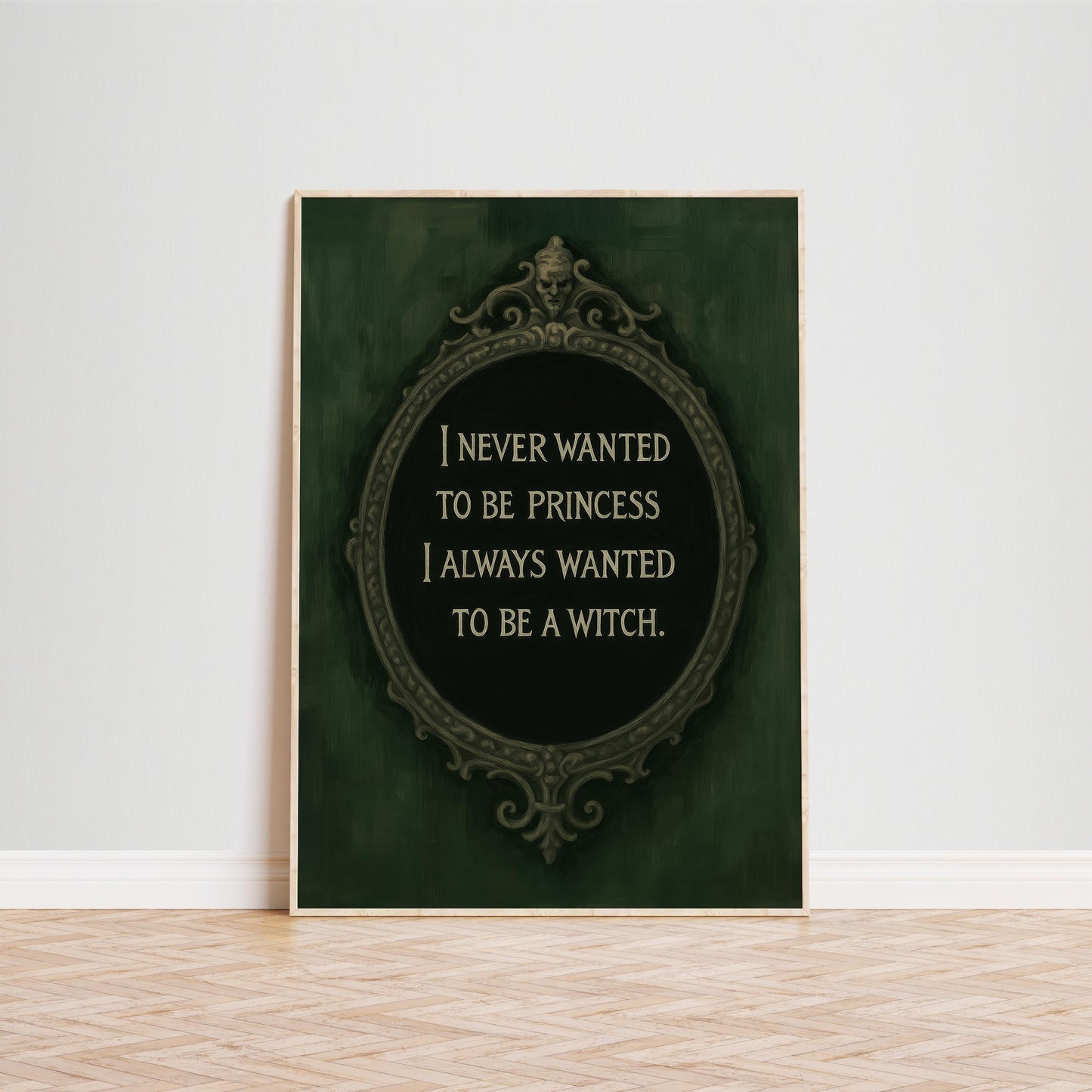 Gothic Feminist Art Print – Witch Quote Poster With Baroque Style Frame