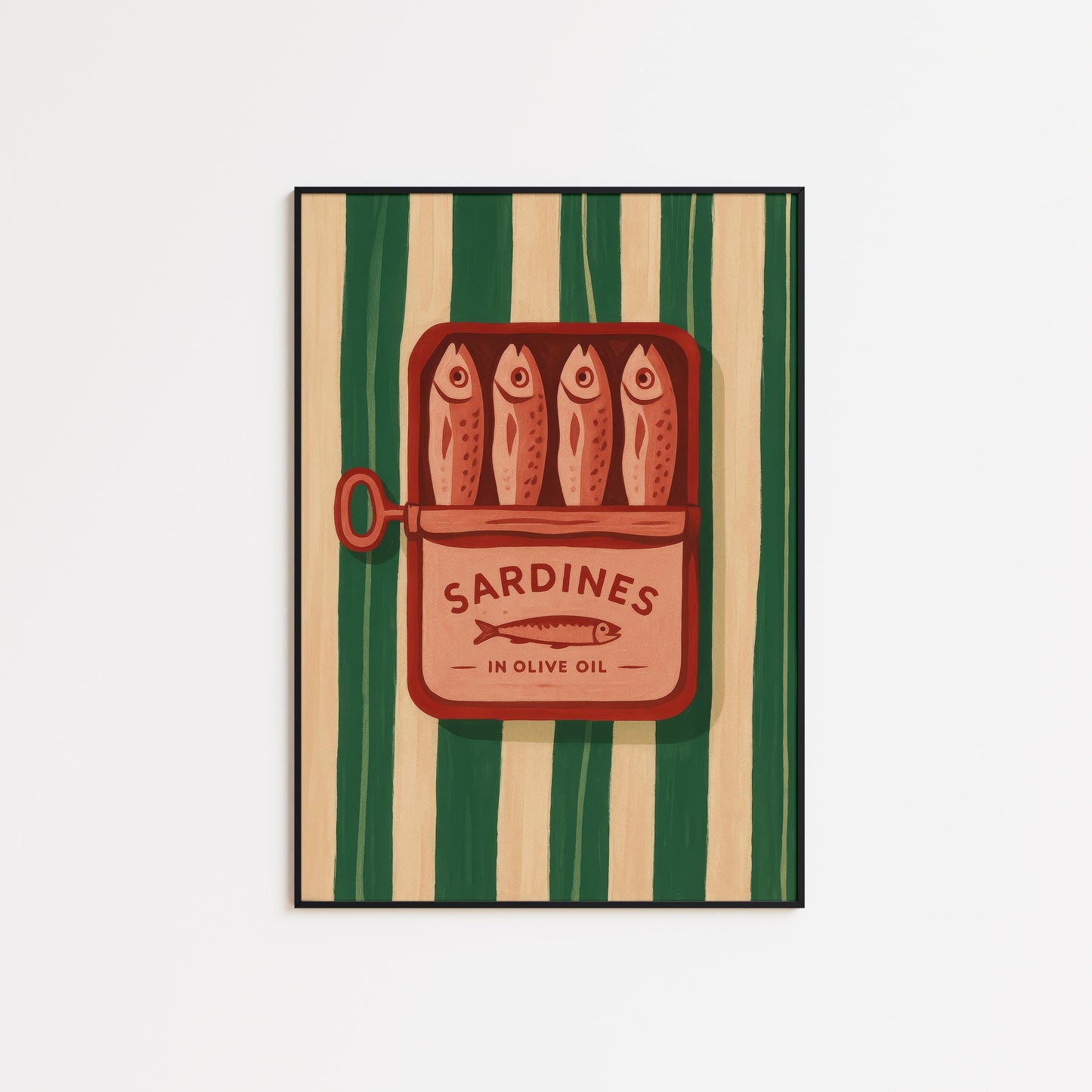 Retro Kitchen Wall Art – Vintage Food Print With Olive Oil Sardines Print