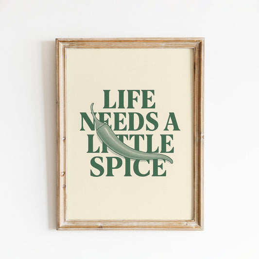 Kitchen Quote Wall Art – Minimalist Spice Decor With Green Chili Print
