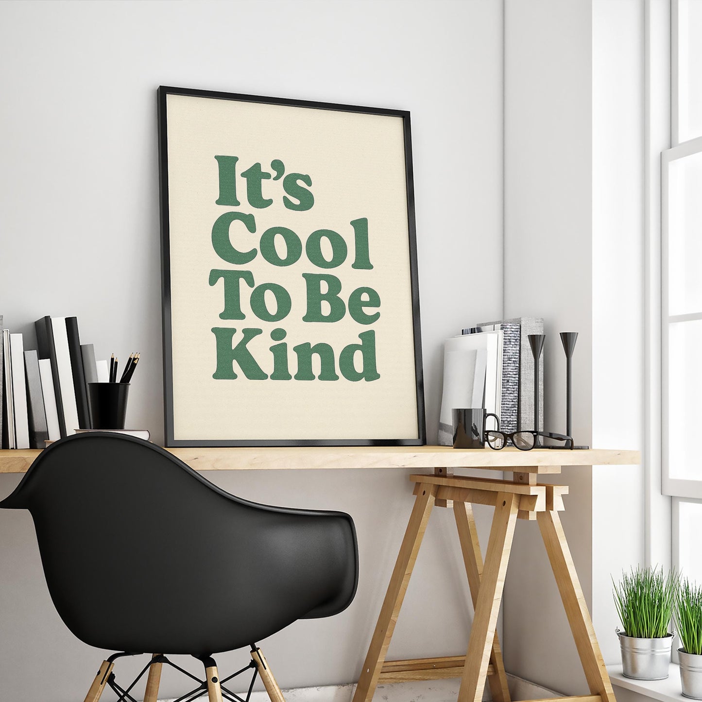 Be Kind Poster – Minimalist Retro Quote Print